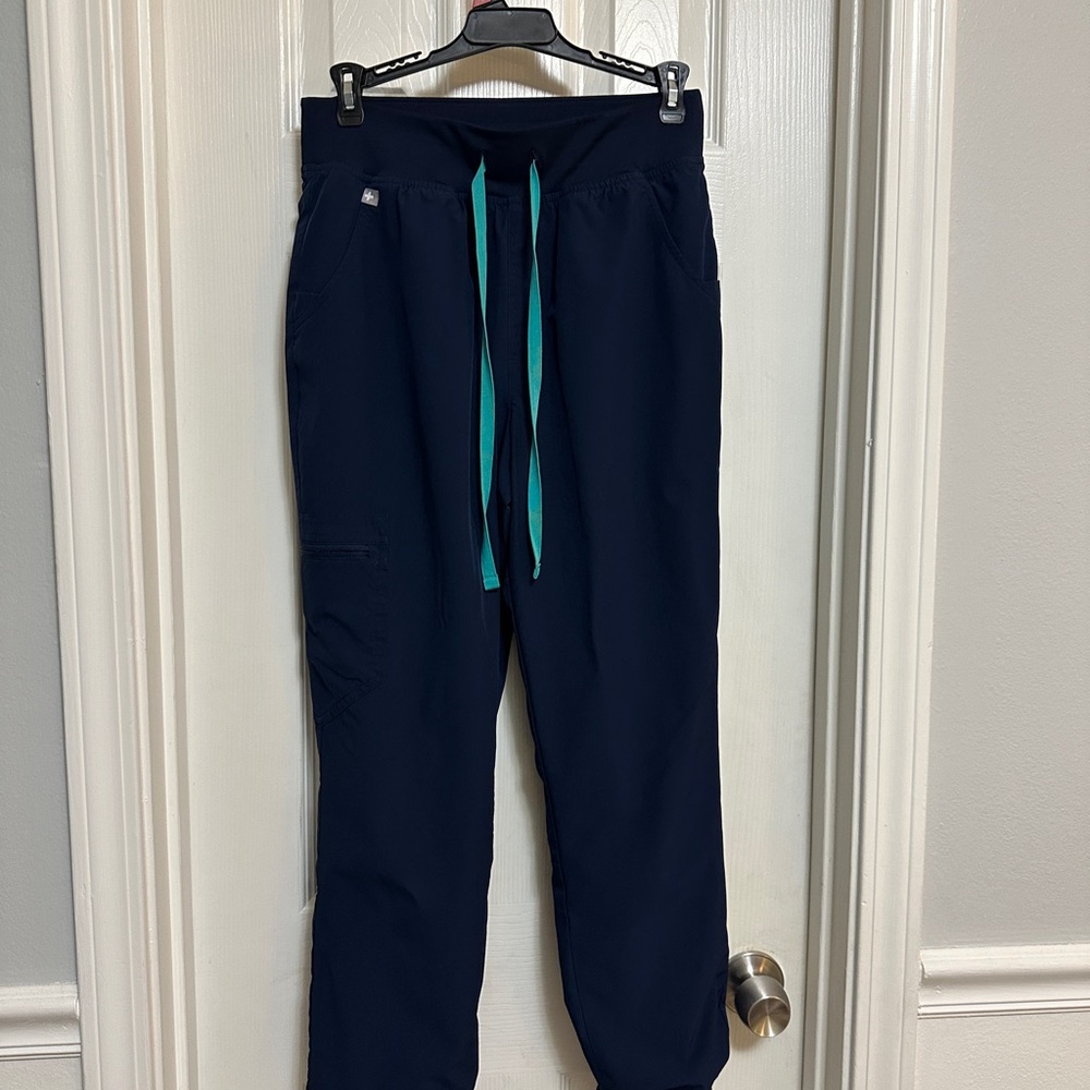 Figs Drawstring Scrub Bottoms / Pants with Teal Accents